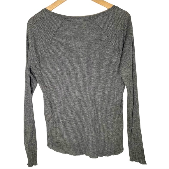 Jenni intimates gray ribbed v-neck long sleeve sleep shirt size large - Picture 3 of 8